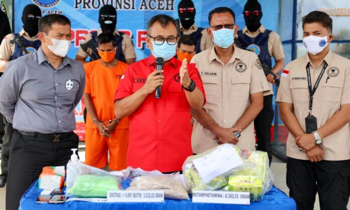 BNNP Aceh Ungkap Peredaran Narkoba 8,3 Kg Sabu dan Ribuan Butir Ekstasi