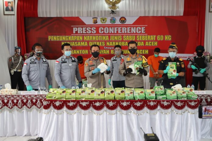 Polda Aceh Bersama Bea Cukai Ungkap Peredaran 60 Kilogram Sabu