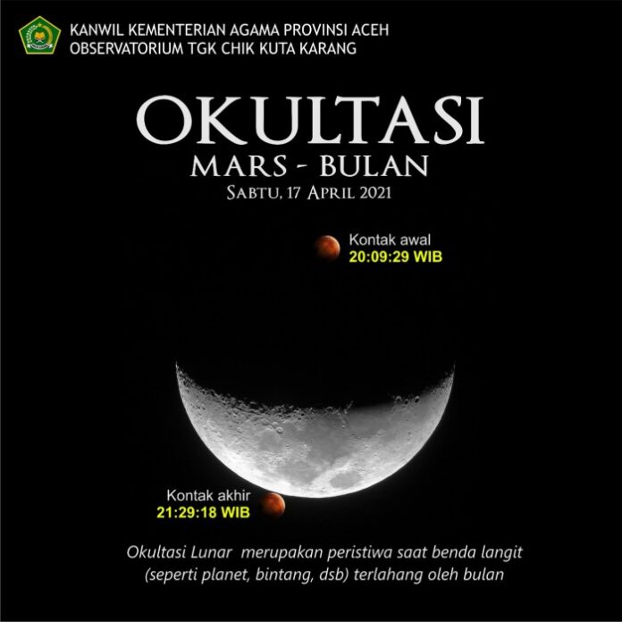 Fenomena Okultasi Mars oleh Bulan Akan Terlihat di Langit Aceh Malam Ini